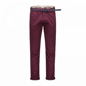 Dstrezzed men's burgundy presley chino pants with belt stretch twill