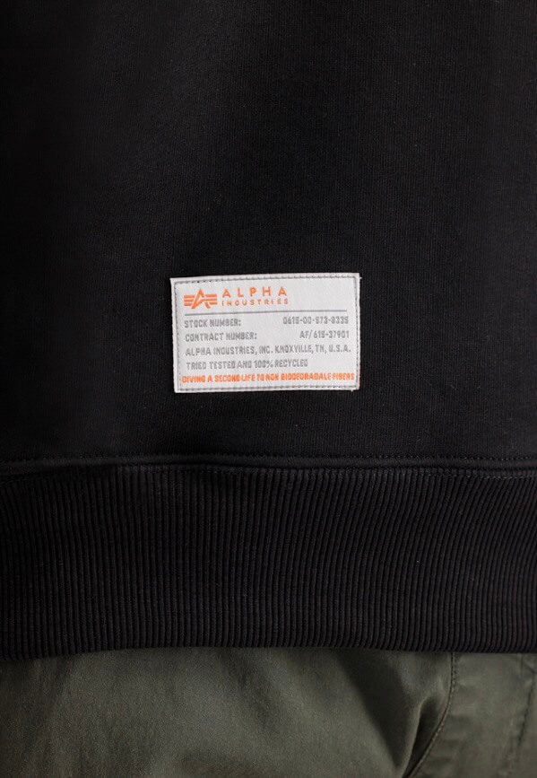 Alpha industries black recycled label sweater - Exclusive Clothes