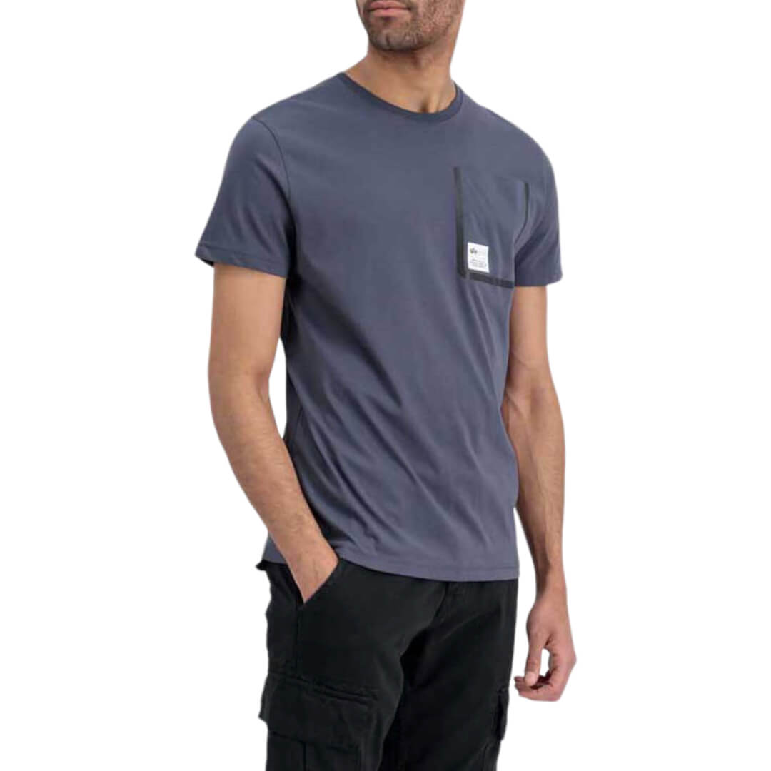 - t t-shirt Alpha pocket industries label Exclusive gray Clothes