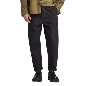 G-star raw black pleated chino relaxed trousers
