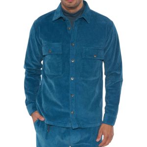 Xagon man πετρόλ κοτλέ πουκάμισο-jacket